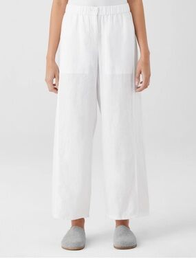 Eileen Fisher Wide-Leg Linen Blend Pants in White | sz 2-4